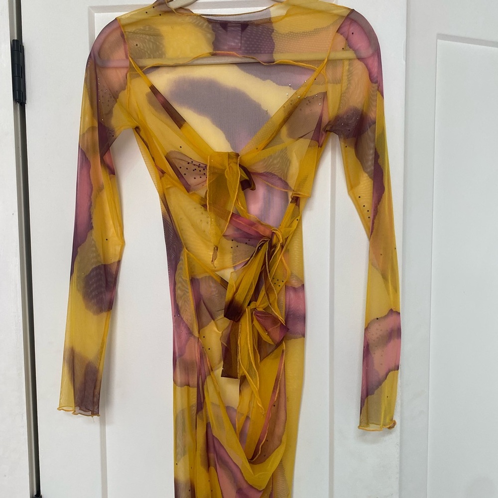 Kim Shui Mesh swirl print tie dress